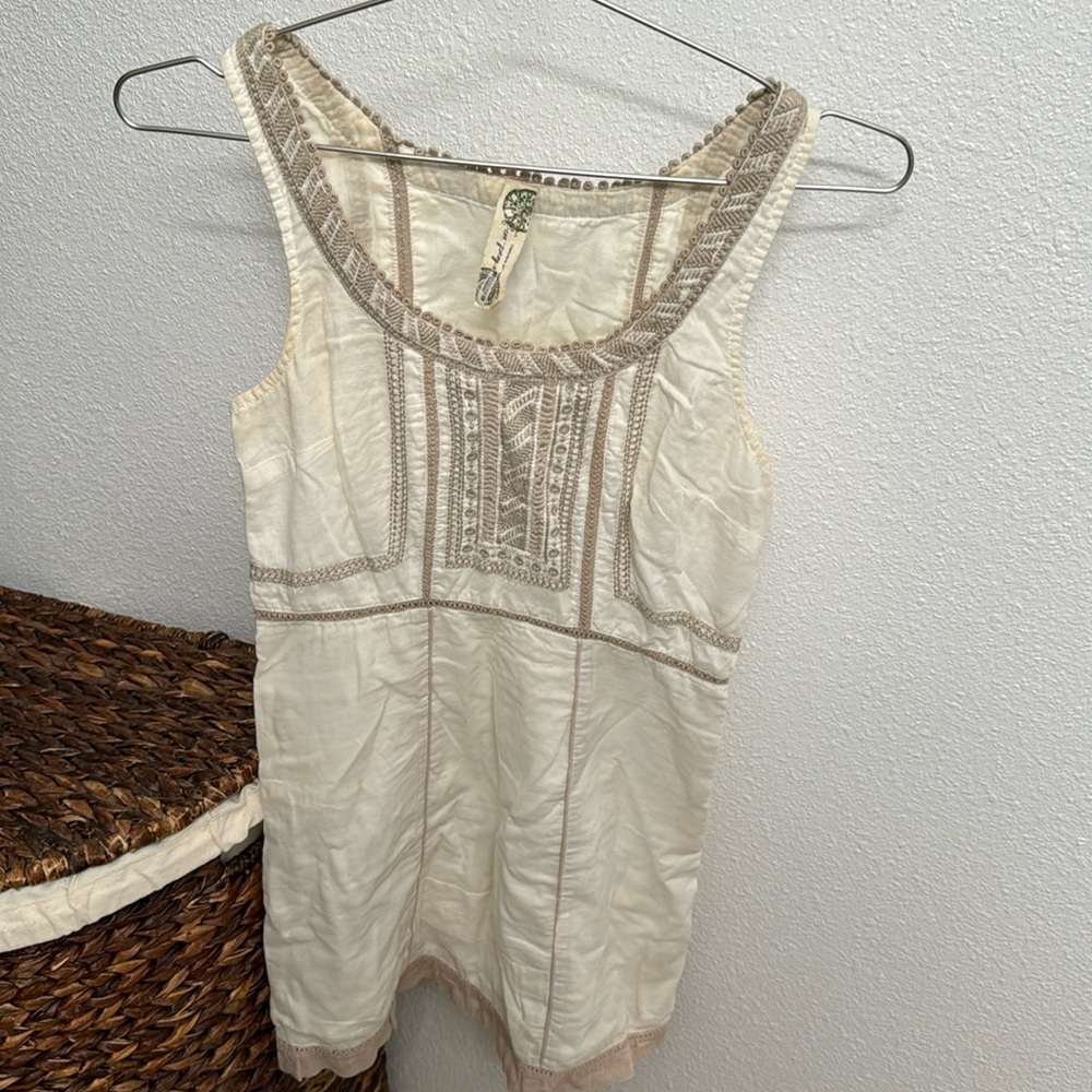 Free People Embroidered Cotton /linen style Dress